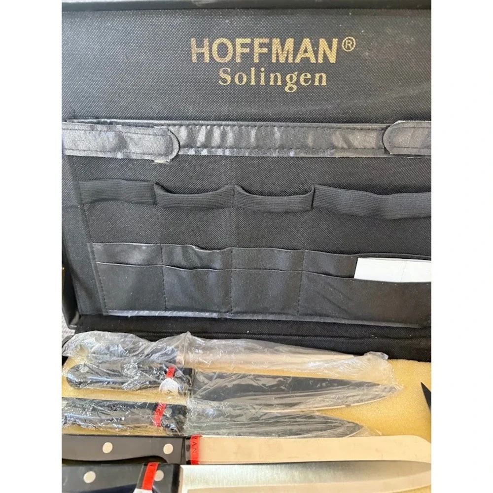 Hoffman Solingen Professional Knife Set in Locking Briefcase Case 14 Piece Black